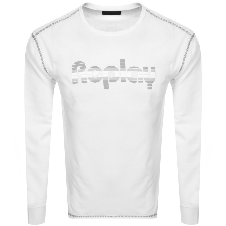 Alternative Image for ProductReplay Crew Neck Logo Sweatshirt White1